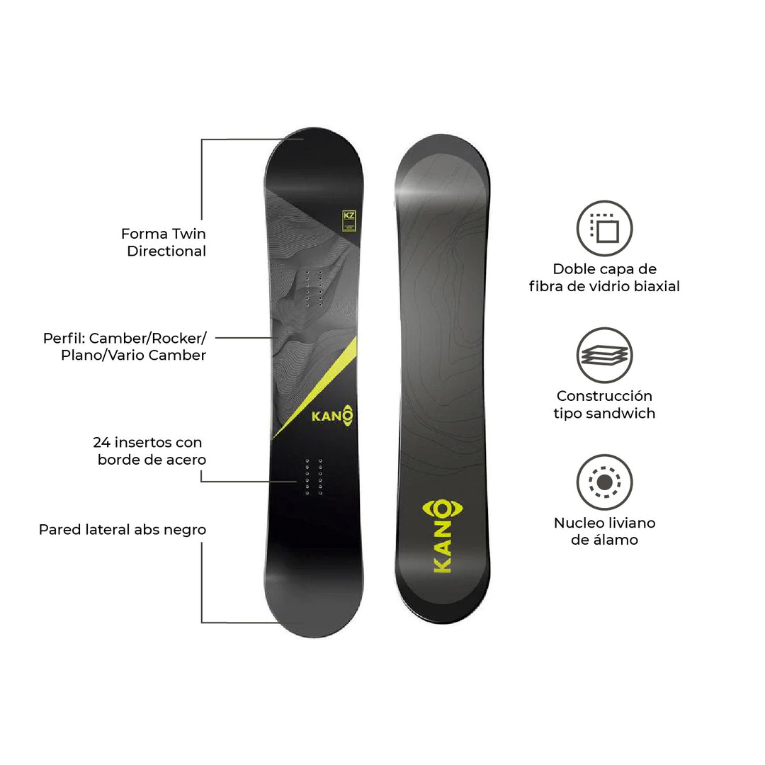 Tabla De Snowboard Kano - Kz Twin Directional 155 cm
