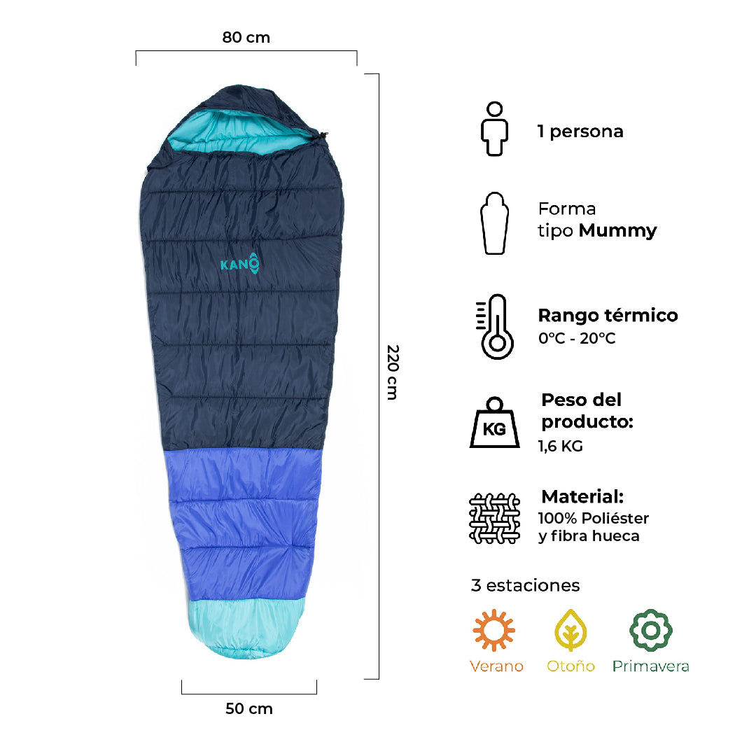Saco de Dormir 3 Estaciones Aconcagua Azul