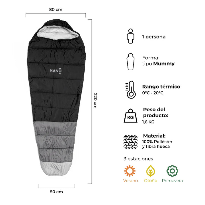 Combo Carpa Neltume Pro + Mat de Camping Yerba Loca + Saco de Dormir Aconcagua