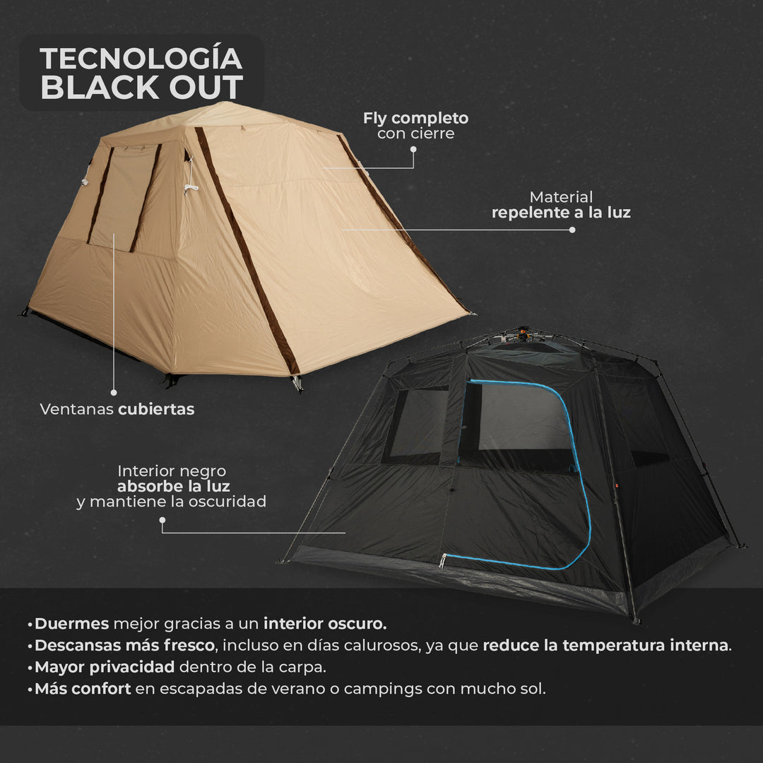 Carpa Automática Black Out Maullin 6 Personas