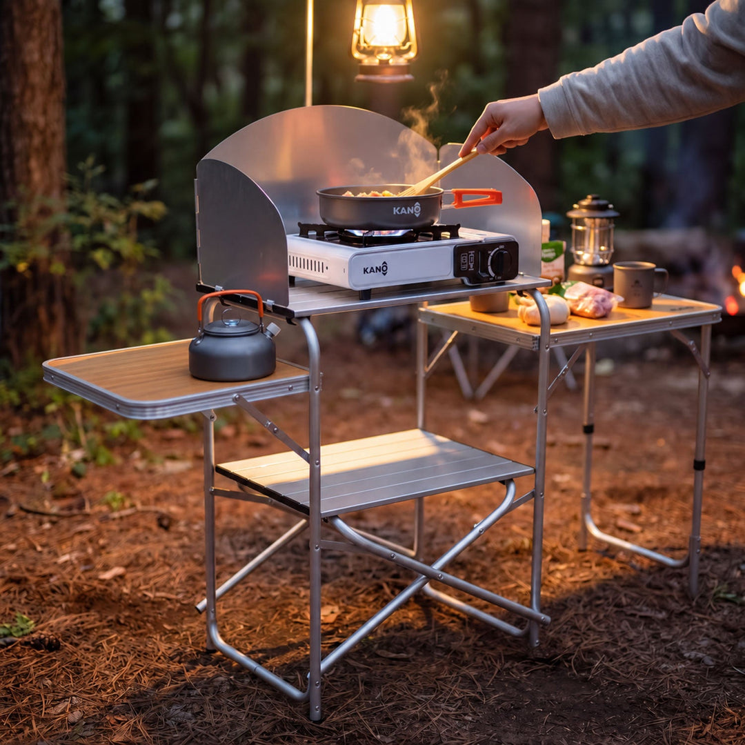 Mesa y Estación de Cocina para Camping BURNEY