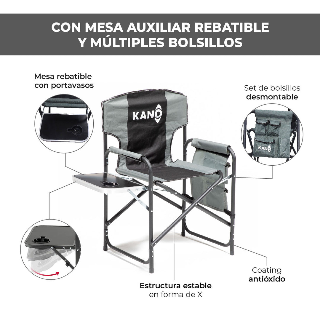 Silla Plegable con Mesa y Bolsillos Puclaro