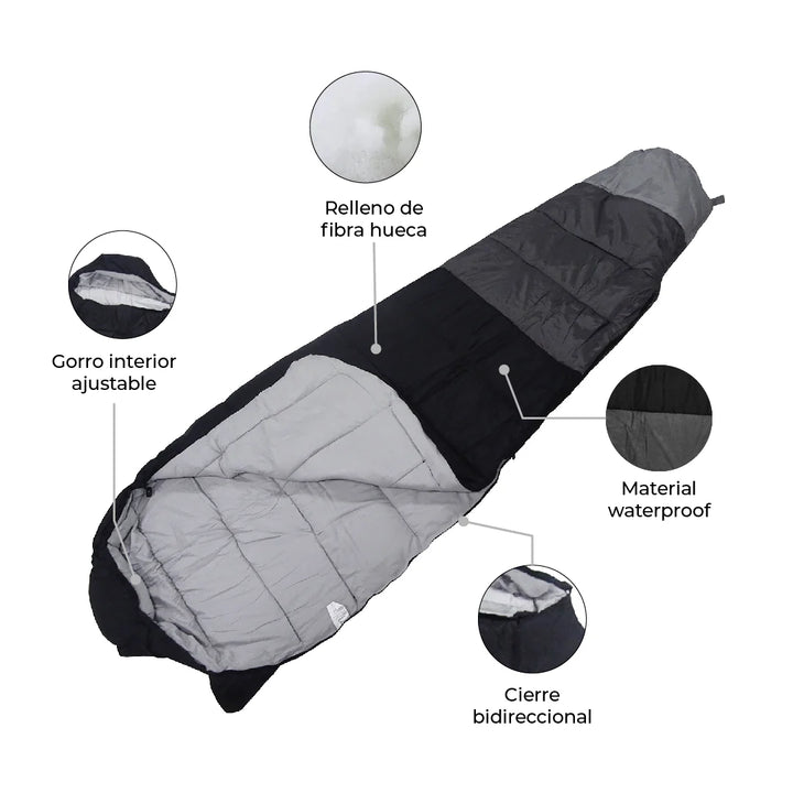 Combo Carpa Neltume Pro + Mat de Camping Yerba Loca + Saco de Dormir Aconcagua