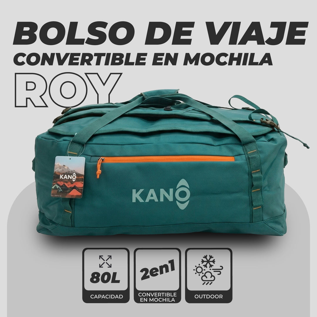 Bolso Convertible en Mochila 80L Roy Verde/Naranja
