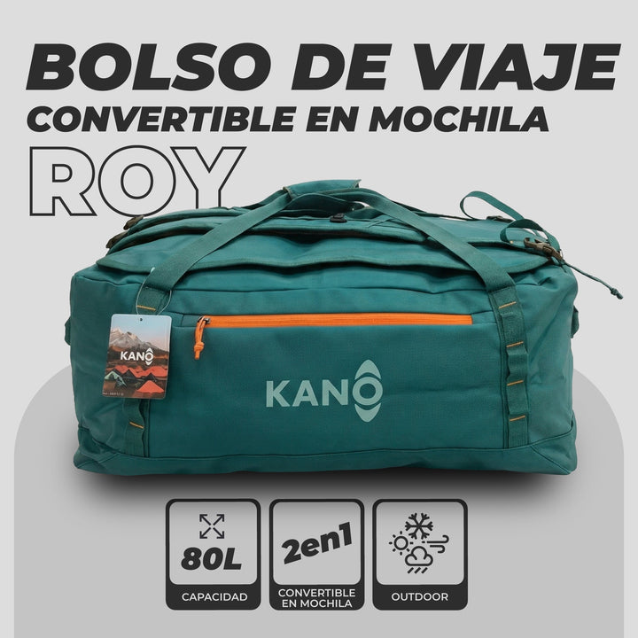Bolso Convertible en Mochila 80L Roy Verde/Naranja