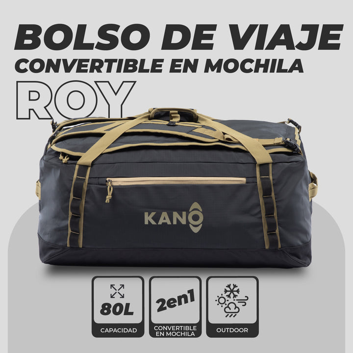 Bolso Convertible en Mochila 80L Roy Negro/Beige