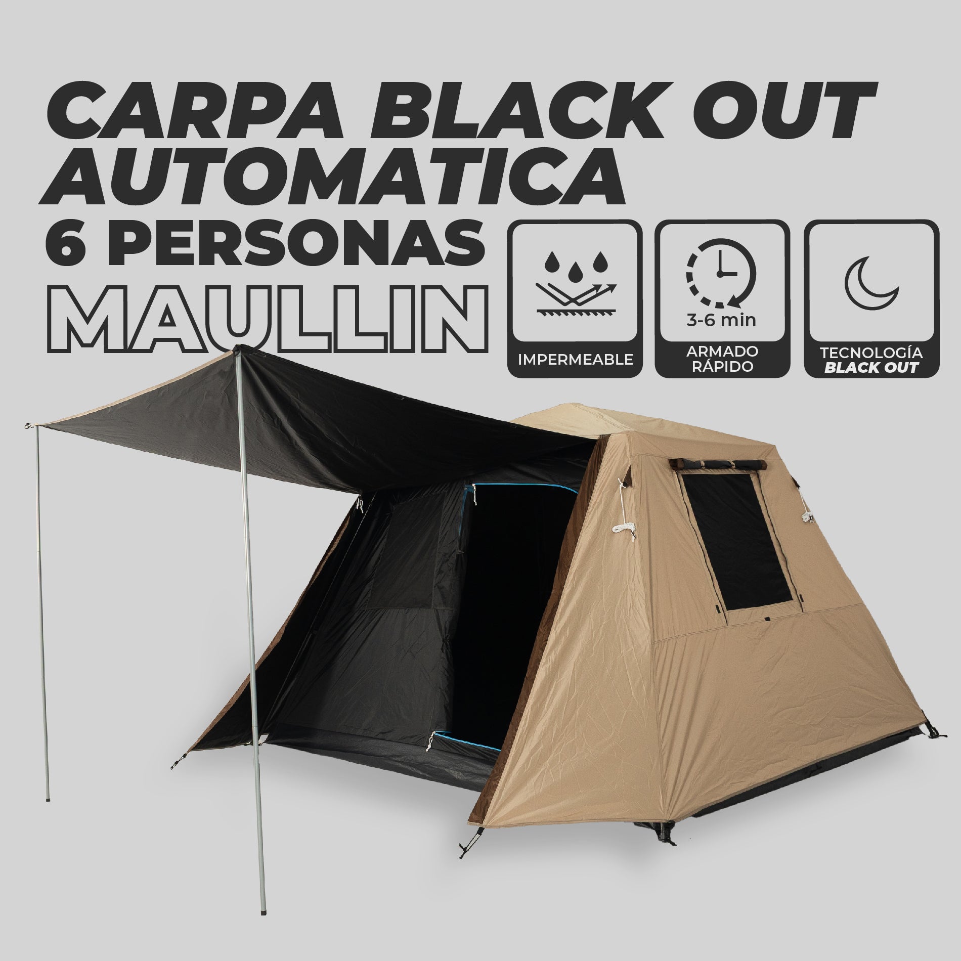 Carpa Automática Black Out Maullin 6 Personas – Kano Outdoors