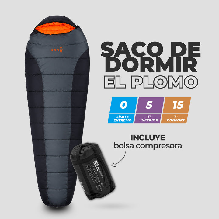Saco de Dormir 0 / 5 / 15°C El Plomo Gris