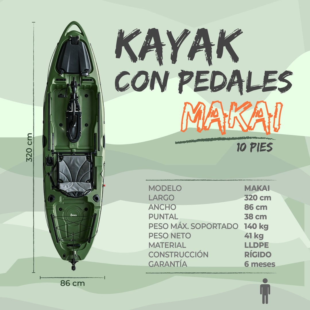 Kayak Rígido con Pedales MAKAI