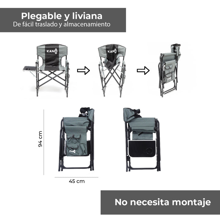 Silla Plegable con Mesa y Bolsillos Puclaro