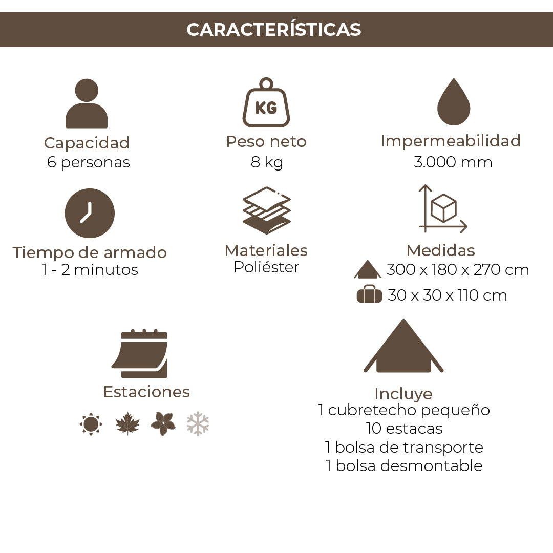 Combo Carpa Automática Enco + Colchón Eléctrico Queen + Cooler Eléctrico Queulat