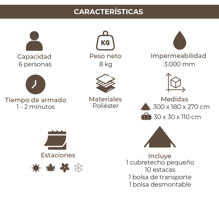 Combo Carpa Automática Enco + Colchón Eléctrico Queen + Cooler Eléctrico Queulat