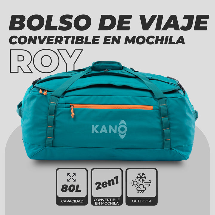 Bolso Convertible en Mochila 80L Roy Verde/Naranja