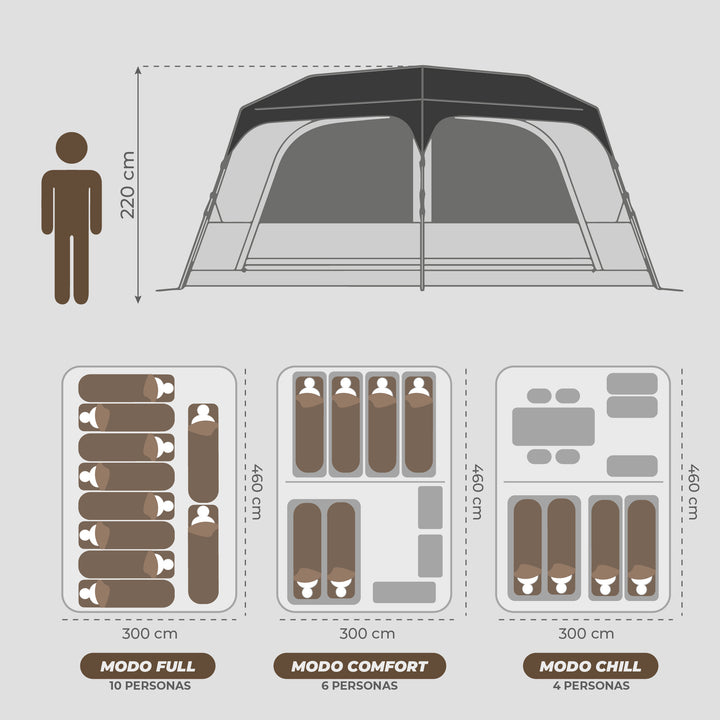 Carpa Automática con luces Baker 10 Personas