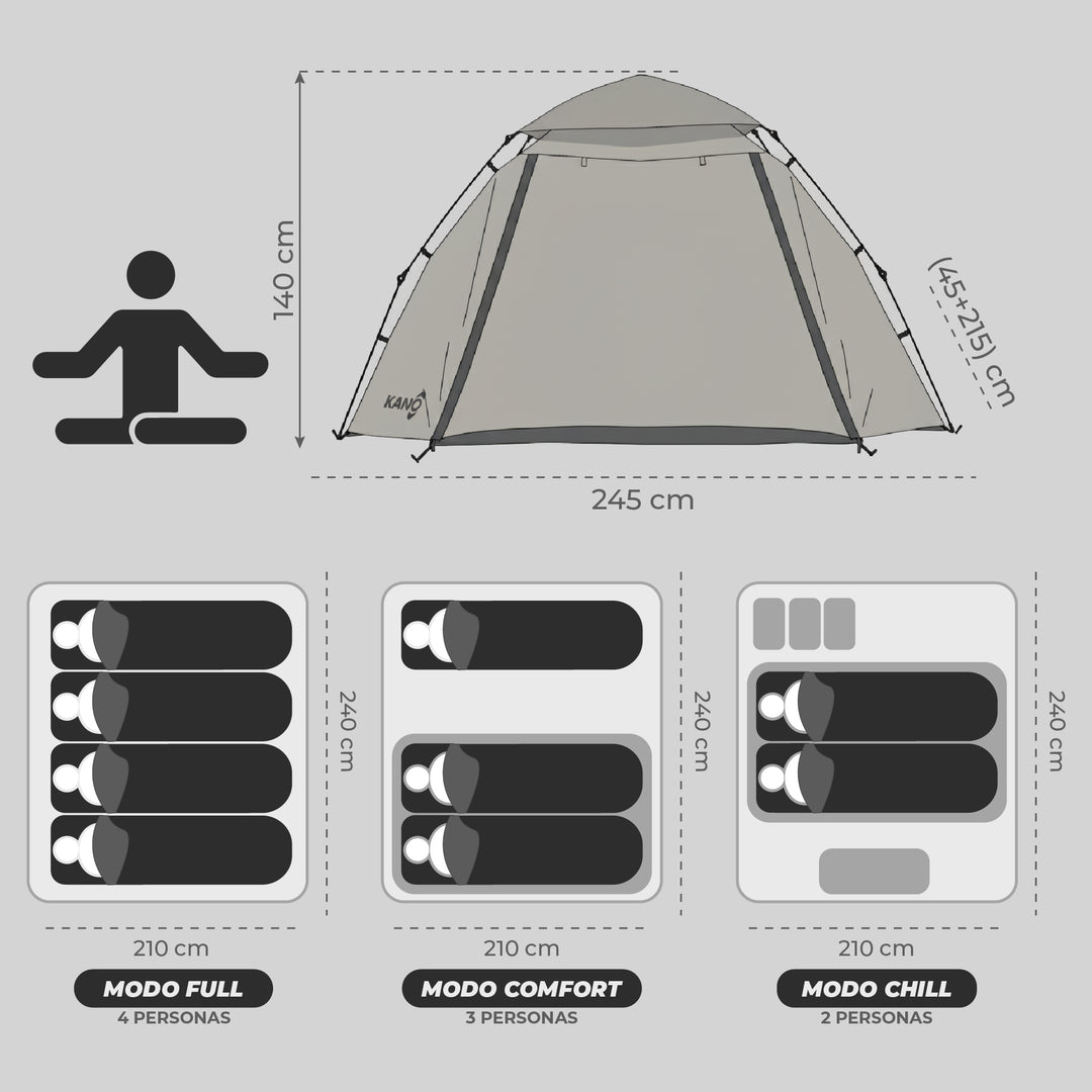 Carpa Automática Black Out Antuco 4 Personas