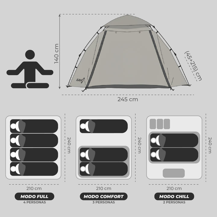 Carpa Automática Black Out Antuco 4 Personas