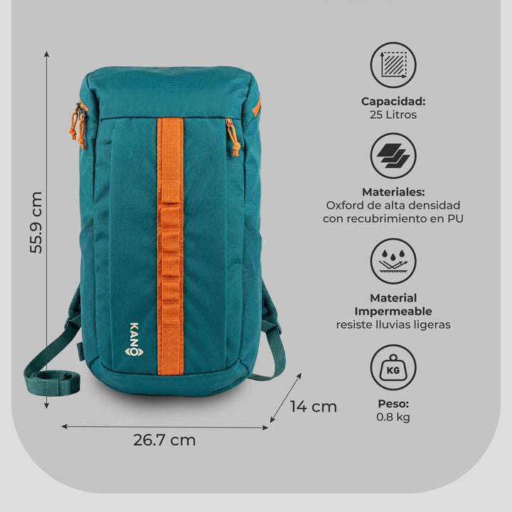 Mochila Outdoor 25L Andes Verde/Naranja