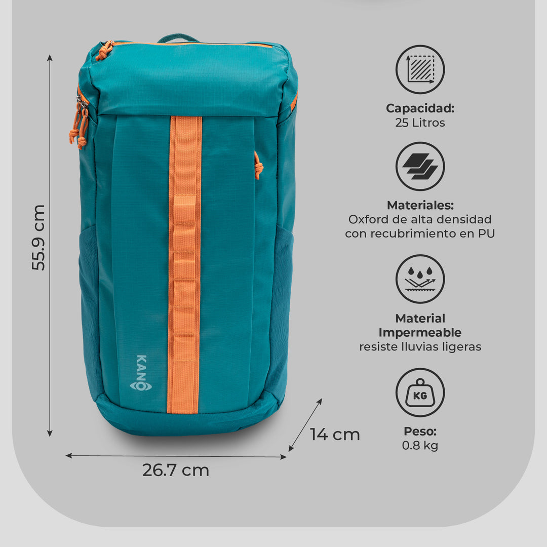Mochila Outdoor 25L Andes Verde/Naranja