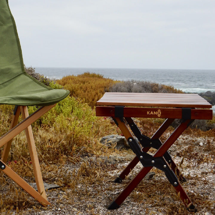 Mesa Plegable de Madera Oscura Para Camping Natural