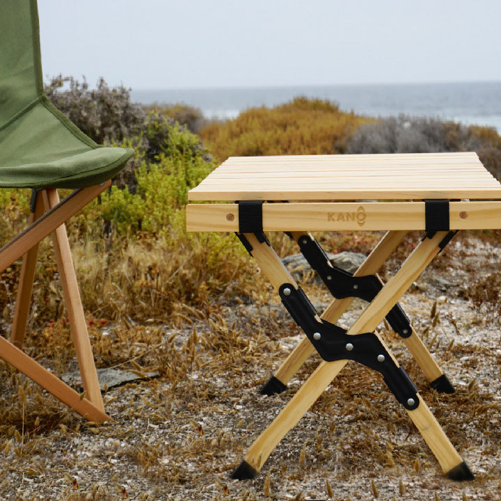 Mesa Plegable de Madera Clara Para Camping Natural