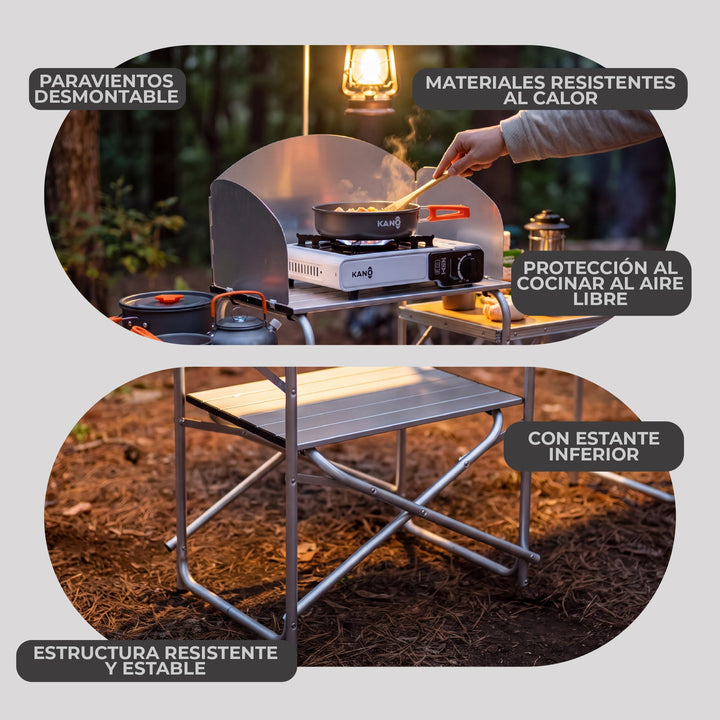 Mesa y Estación de Cocina para Camping BURNEY
