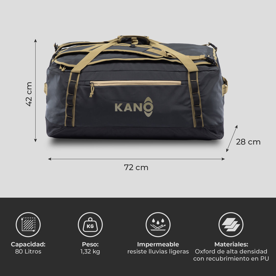Bolso Convertible en Mochila 80L Roy Negro/Beige