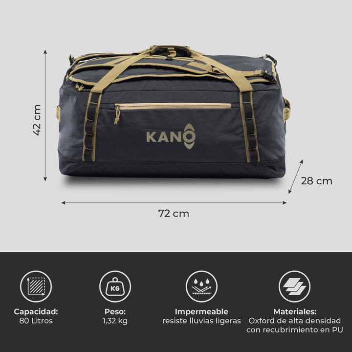 Bolso Convertible en Mochila 80L Roy Negro/Beige
