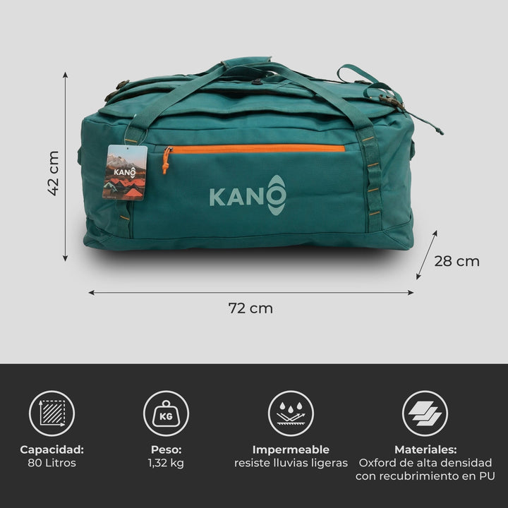 Bolso Convertible en Mochila 80L Roy Verde/Naranja