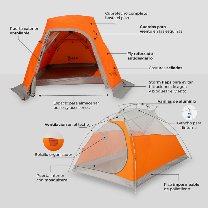 Carpa Técnica Neltume Pro Tangerine 2 Personas