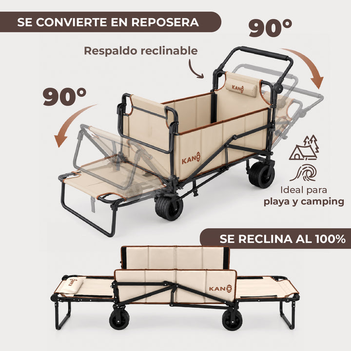 Carrito de Playa Convertible en Reposera SHERPA REST 2 en 1