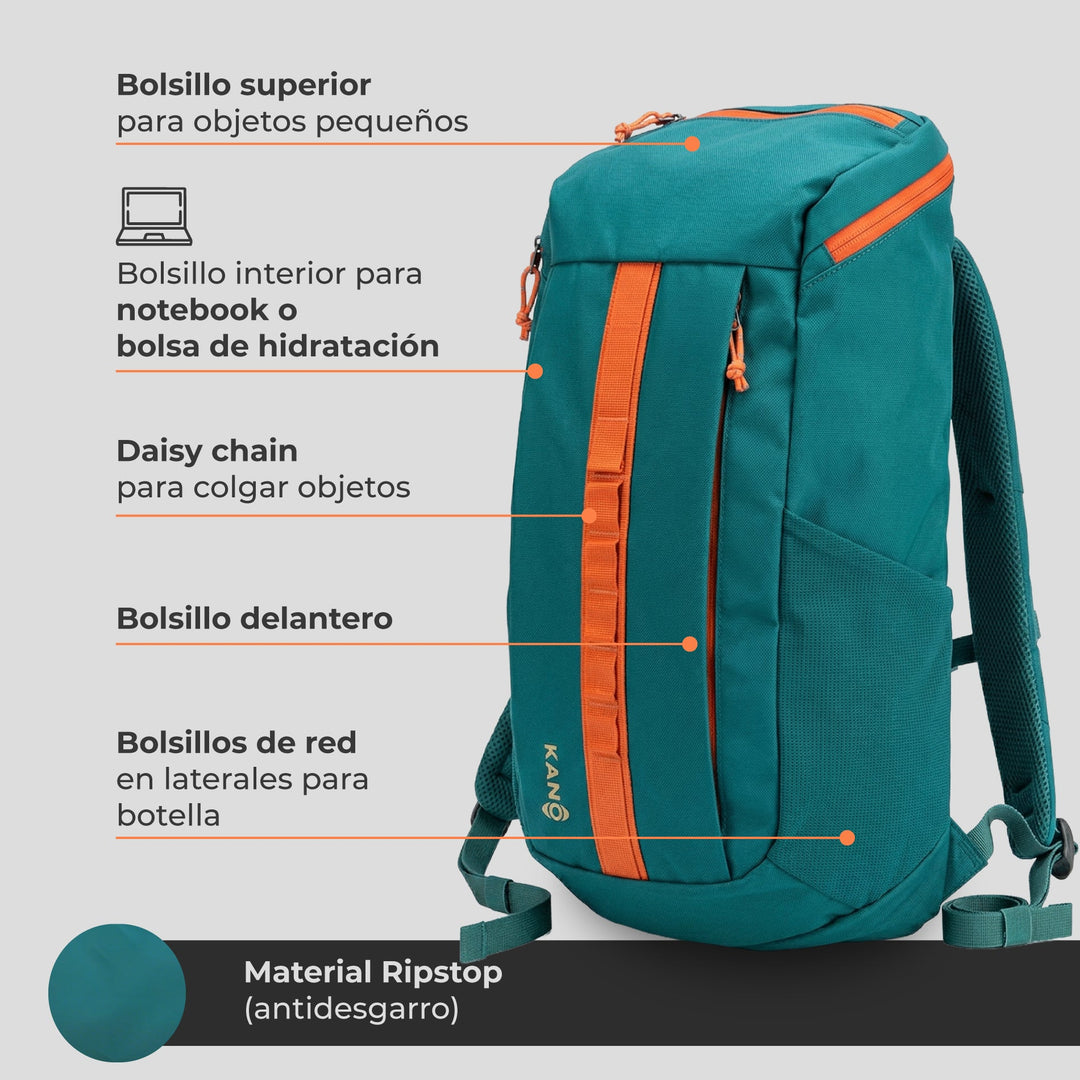Mochila Outdoor 25L Andes Verde/Naranja
