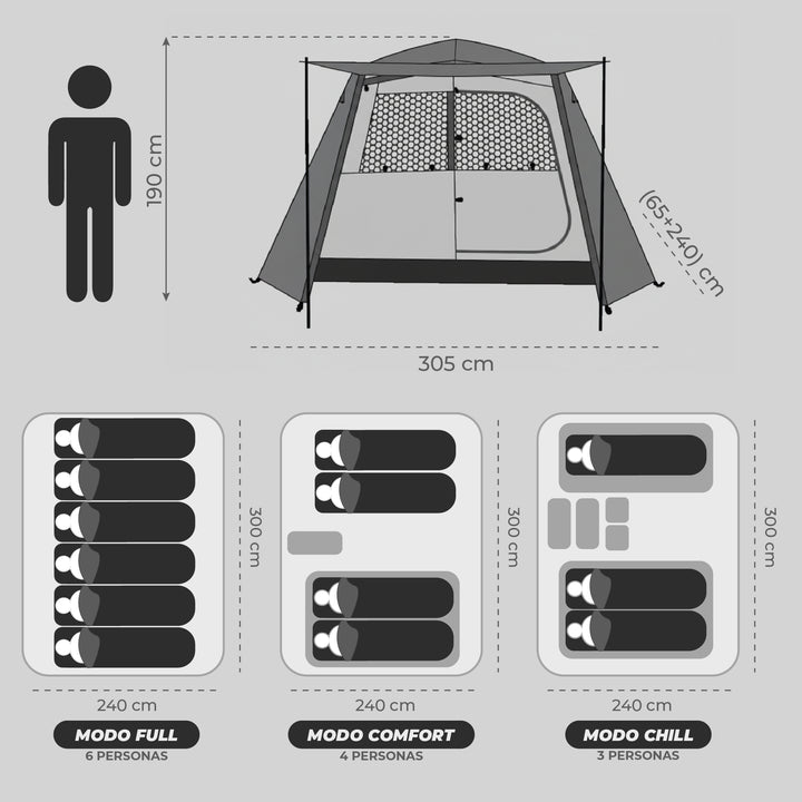 Carpa Automática Black Out Maullin 6 Personas