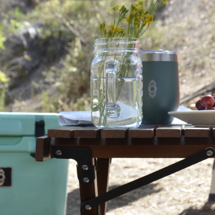 Mesa Plegable de Madera Oscura Para Camping Natural