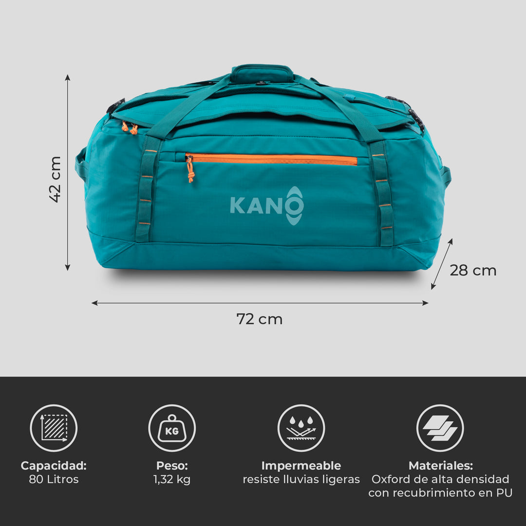 Bolso Convertible en Mochila 80L Roy Verde/Naranja