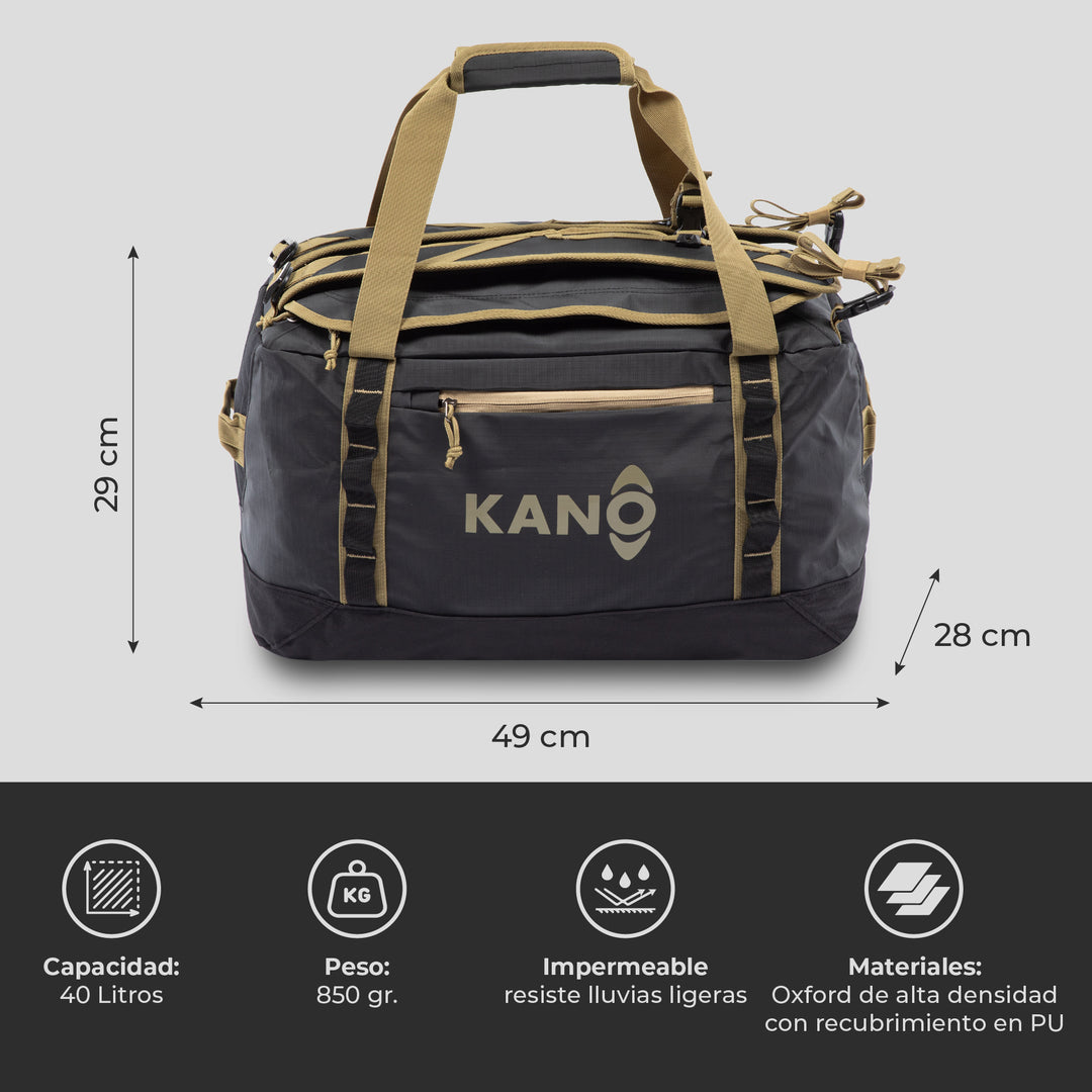Bolso Convertible en Mochila 40L Darwin Negro/Beige