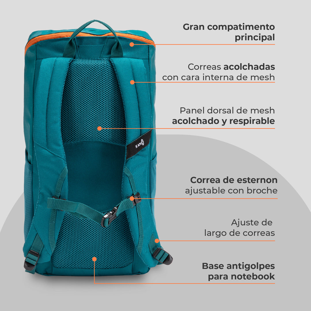 Mochila Outdoor 25L Andes Verde/Naranja