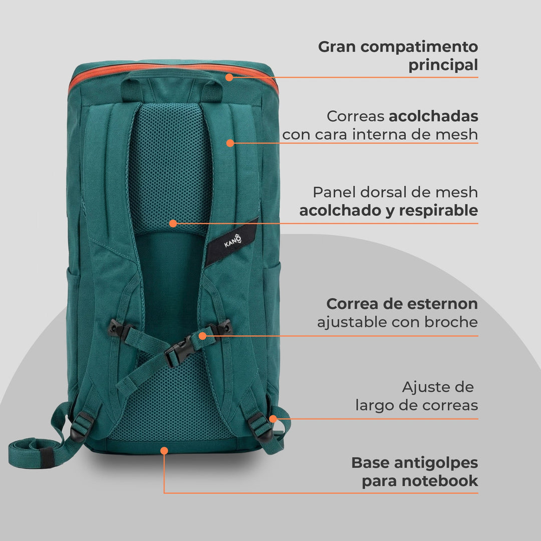 Mochila Outdoor 25L Andes Verde/Naranja