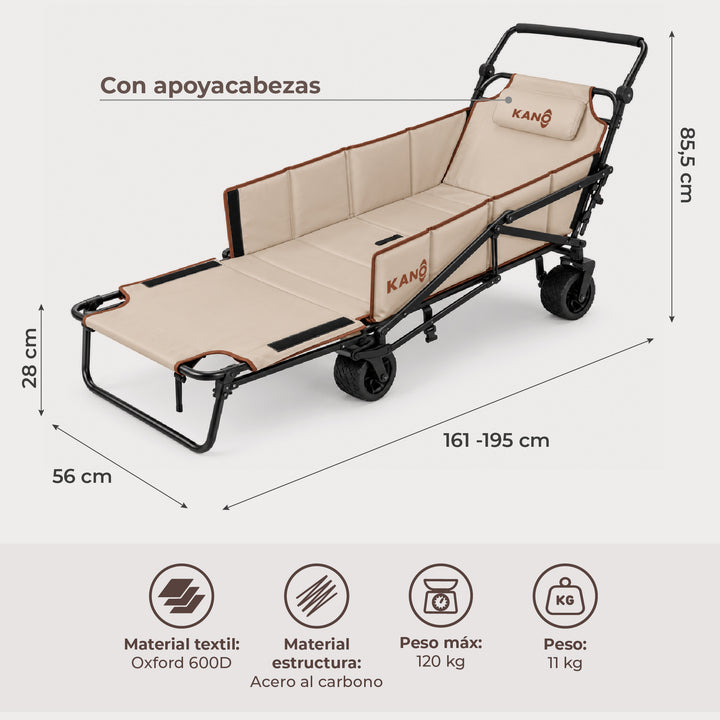 Carrito de Playa Convertible en Reposera SHERPA REST 2 en 1
