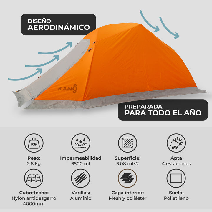 Carpa Técnica Neltume Pro Tangerine 2 Personas