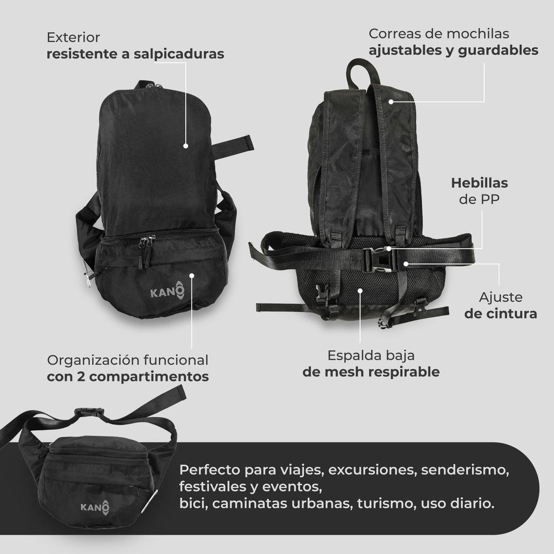 Banano Expandible / Mochila 2 En 1 Kano Mayer 5-15L