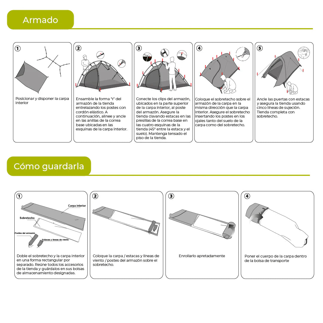 Combo Carpa Neltume Pro + Mat de Camping Yerba Loca + Saco de Dormir Aconcagua