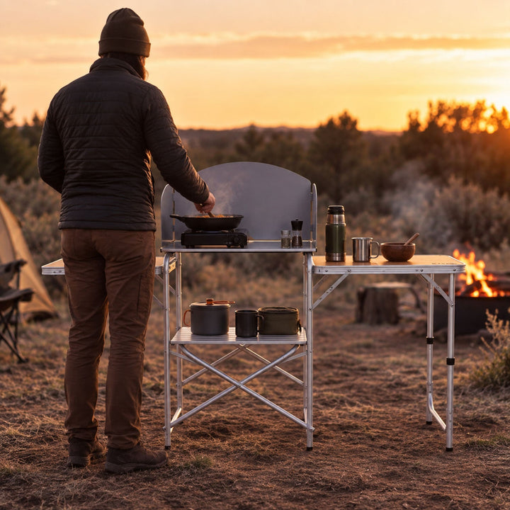 Mesa y Estación de Cocina para Camping BURNEY