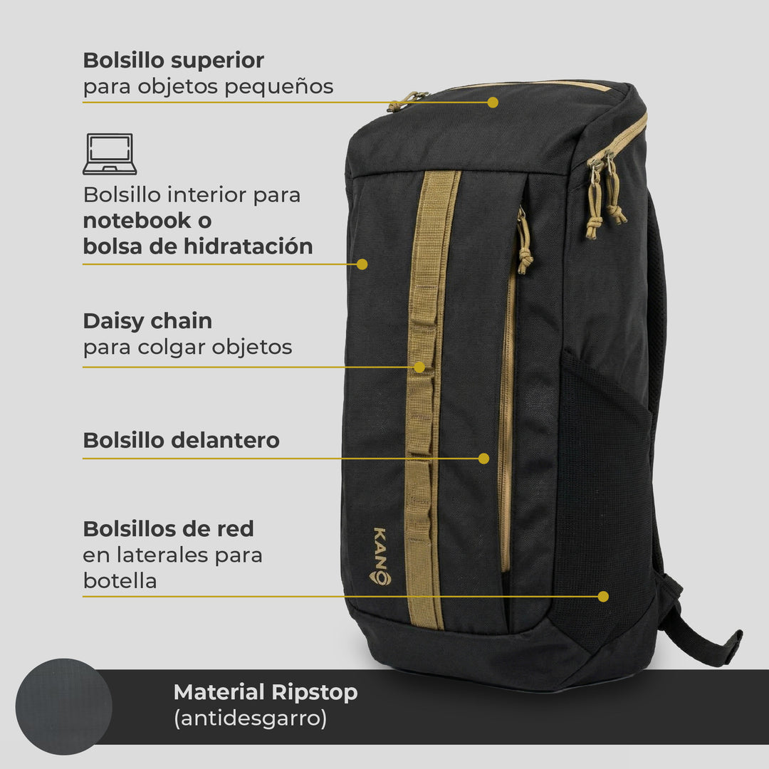 Mochila Outdoor 25L Andes Negro/Beige