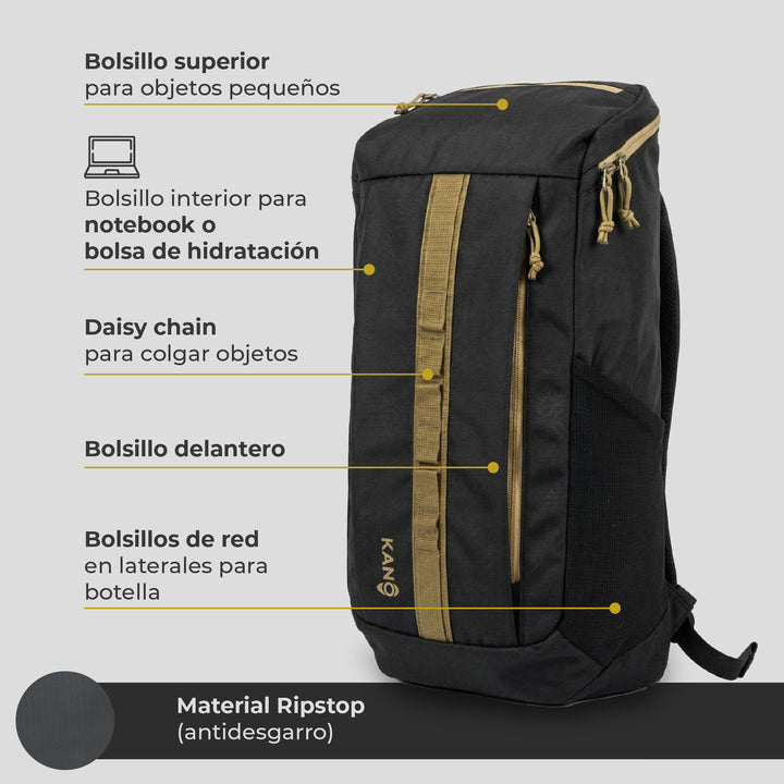 Mochila Outdoor 25L Andes Negro/Beige
