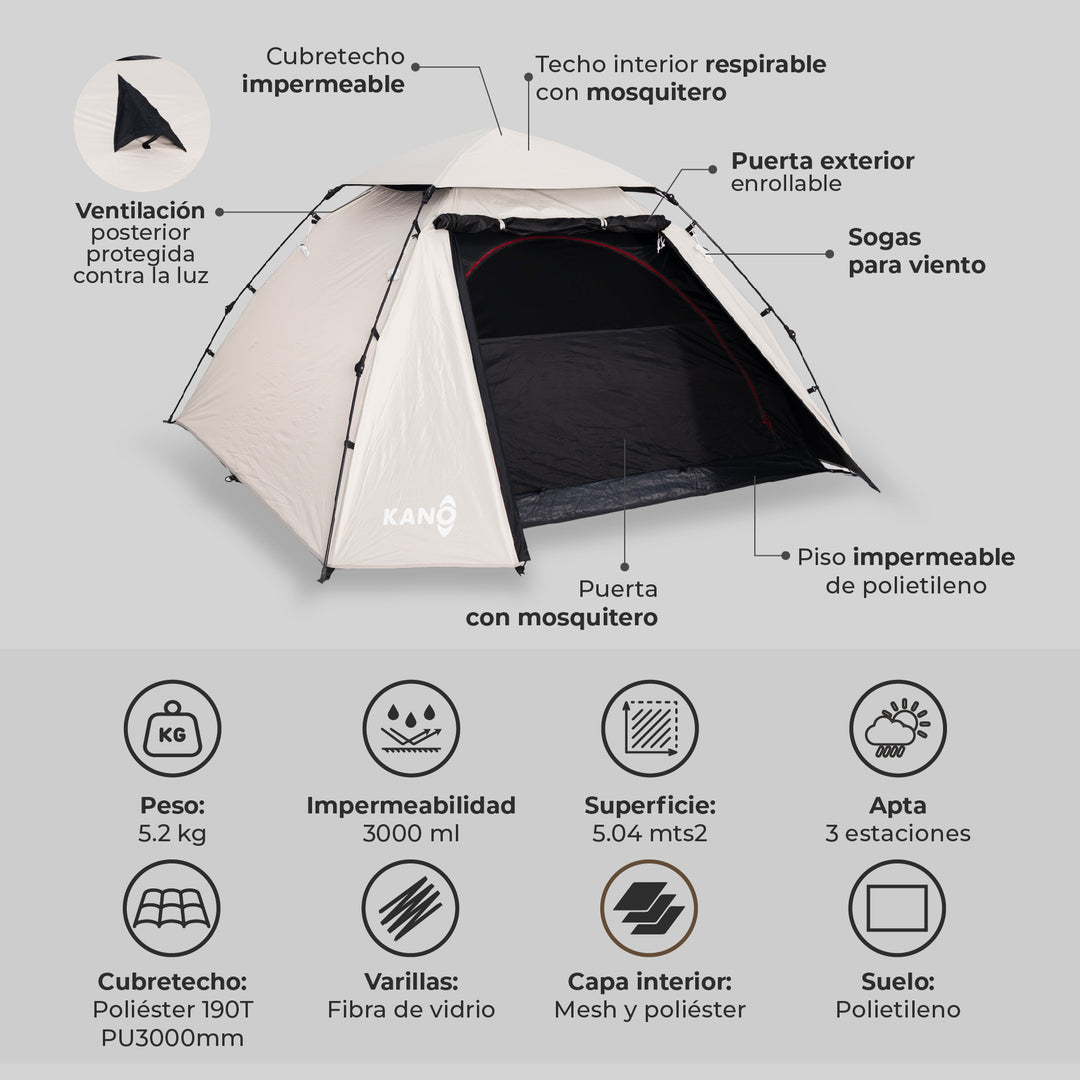 Carpa Automática Black Out Antuco 4 Personas