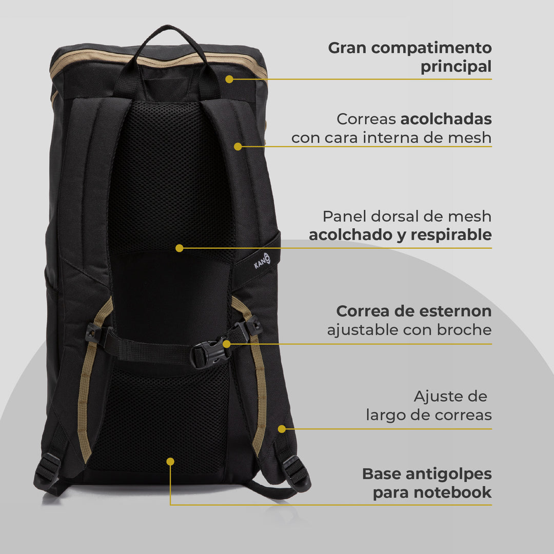 Mochila Outdoor 25L Andes Negro/Beige