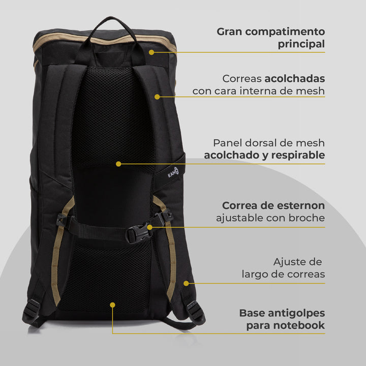 Mochila Outdoor 25L Andes Negro/Beige