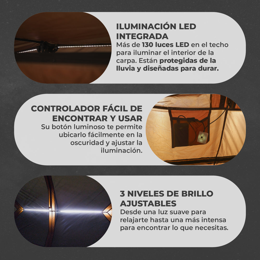 Carpa Automática con luces Baker 10 Personas