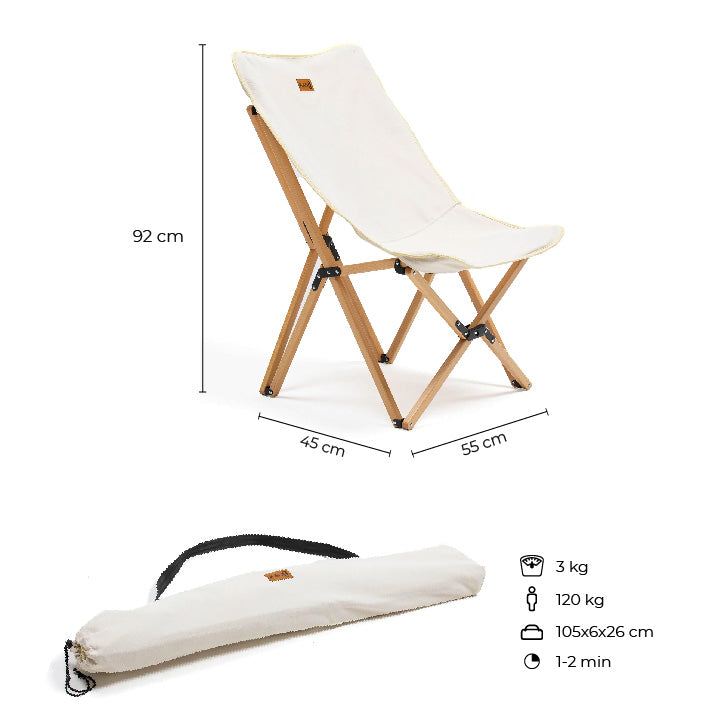 Silla Plegable Para Camping Natural de Madera Beige