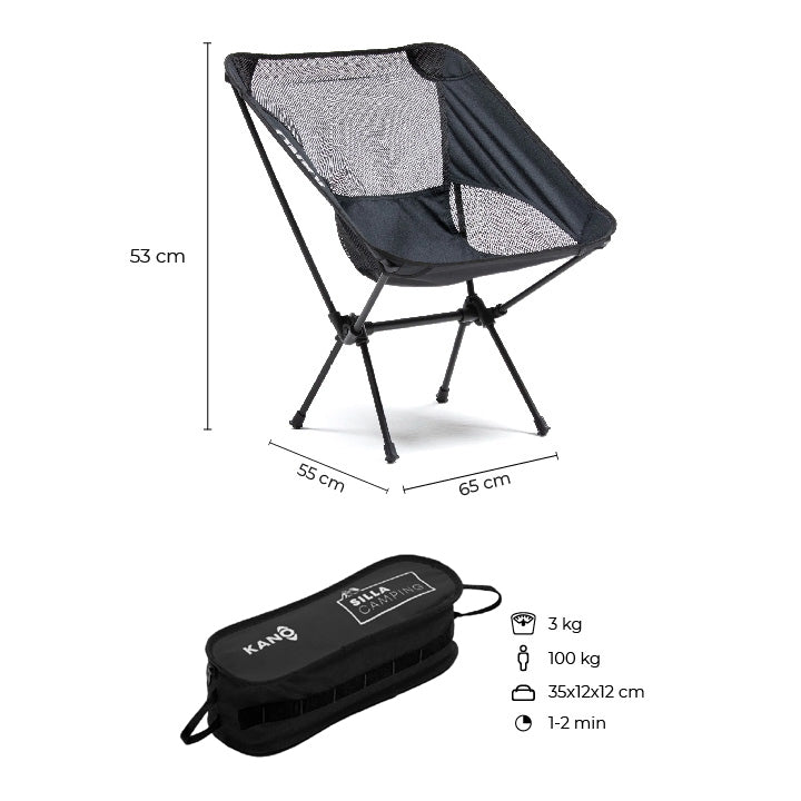 Silla Plegable Para Camping Liviana Negro